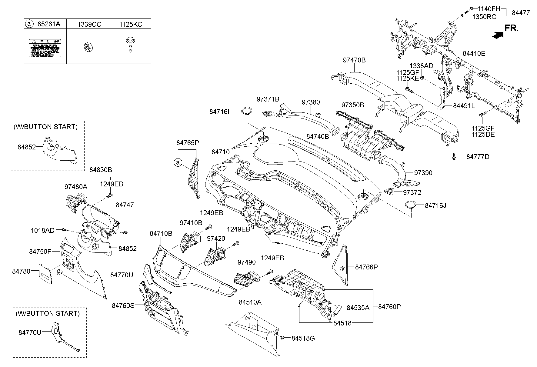 84720A4000WK Crash Pad Assy,Upr Kia YoshiParts
