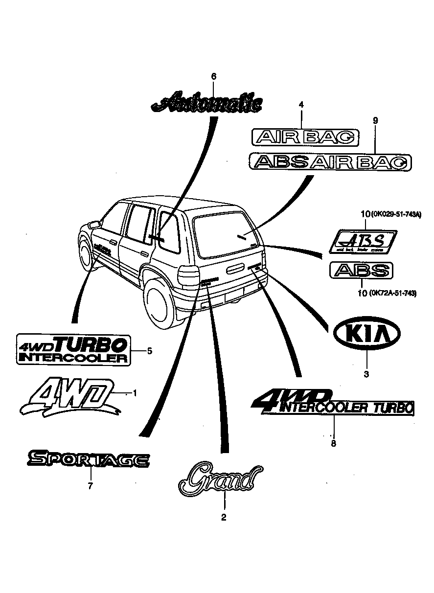 4wd Label 0K018-51740A51 Label-4Wd Kia | YoshiParts