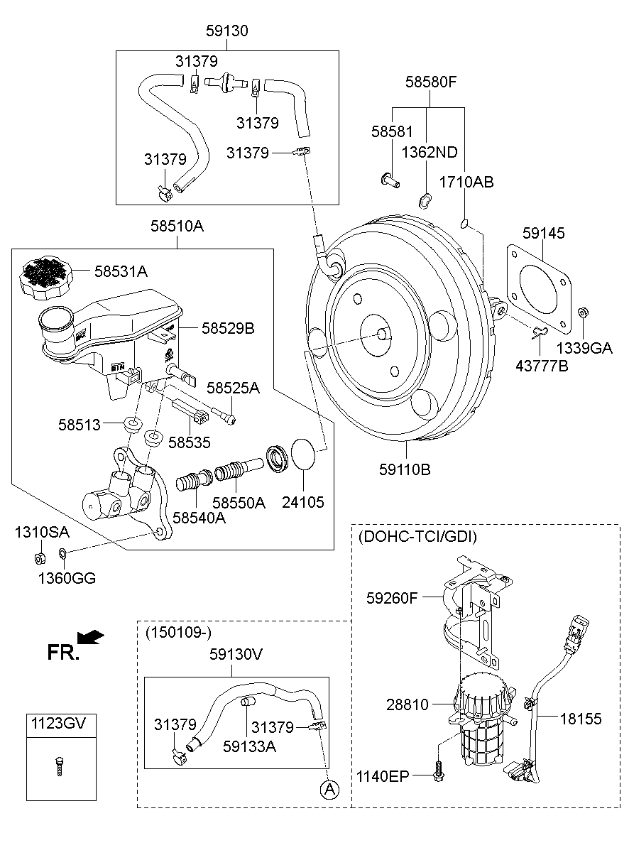 Brake Master Cylinder, Booster