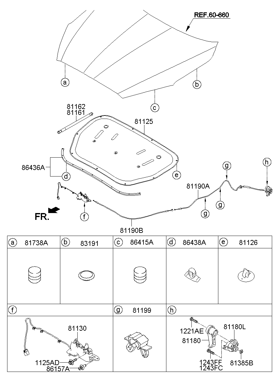 811903T100 Cable AssyHood Latch Release Kia YoshiParts