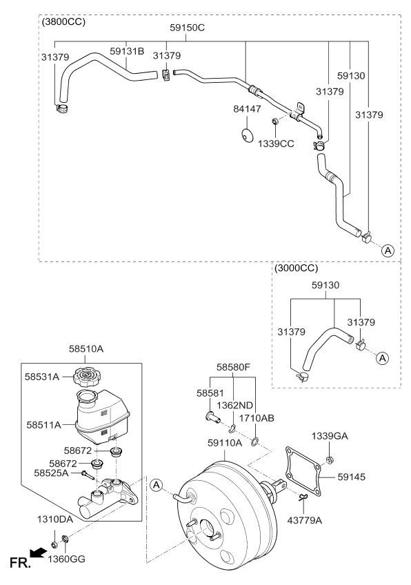 Brake Master Cylinder, Booster