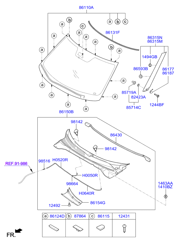 Vidrio del parabrisas