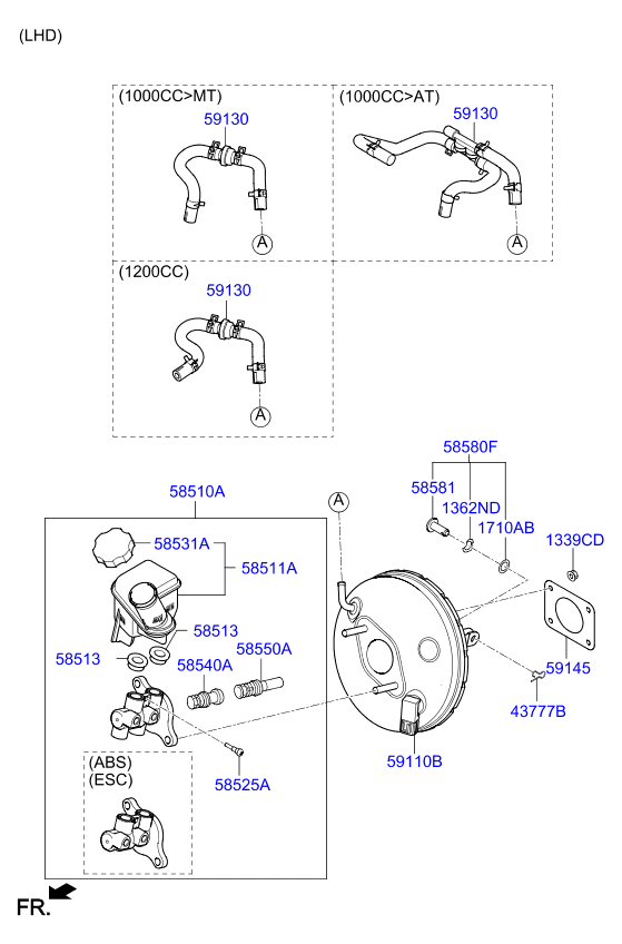 Brake Master Cylinder, Booster