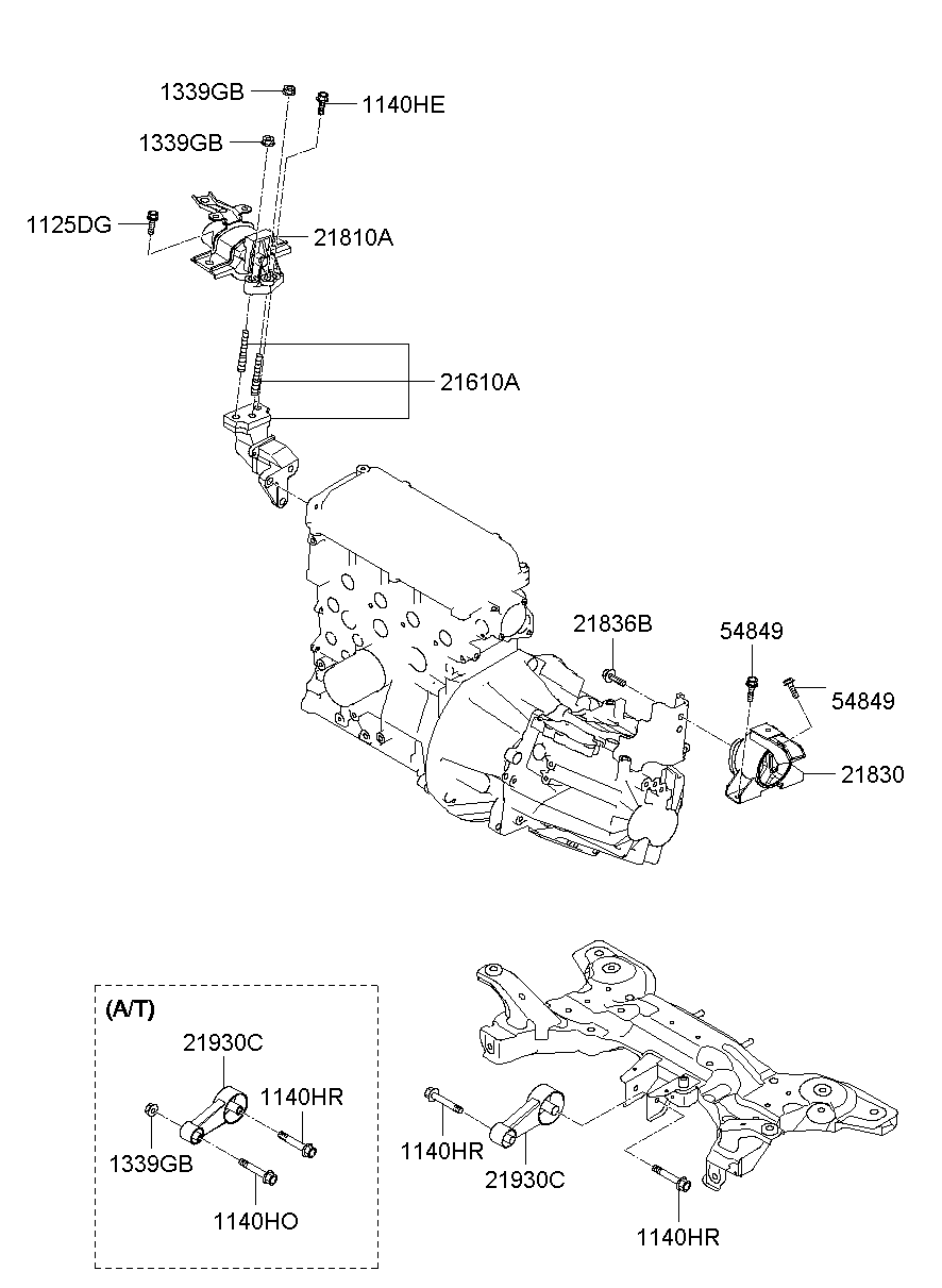 Montaje del transeje del motor