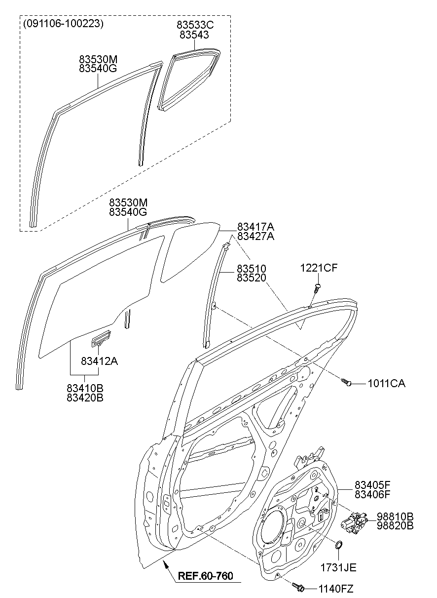 Rear Door Window Reg Glass
