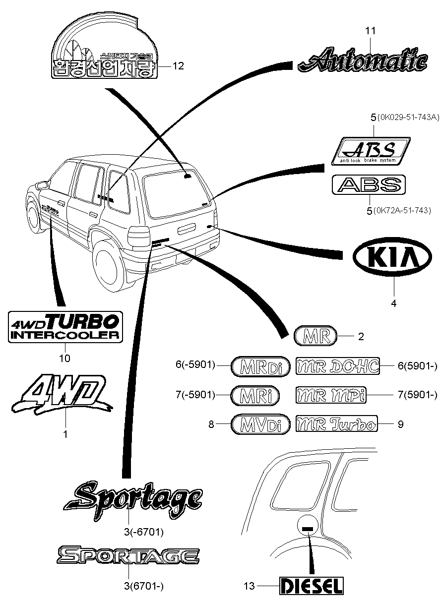 4wd Label 0K018-51740A51 Label-4Wd Kia | YoshiParts