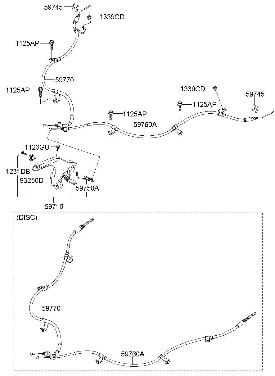 597701Y300 Cable AssyParking Brake,Rh Kia YoshiParts