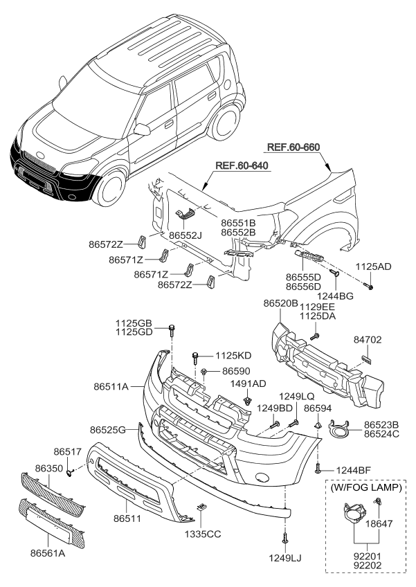 86554-2K000 Bracket-Fr Bumper Side Supt,Rh Kia | YoshiParts
