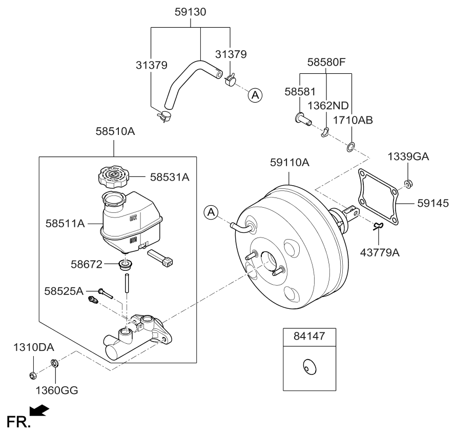 Brake Master Cylinder, Booster