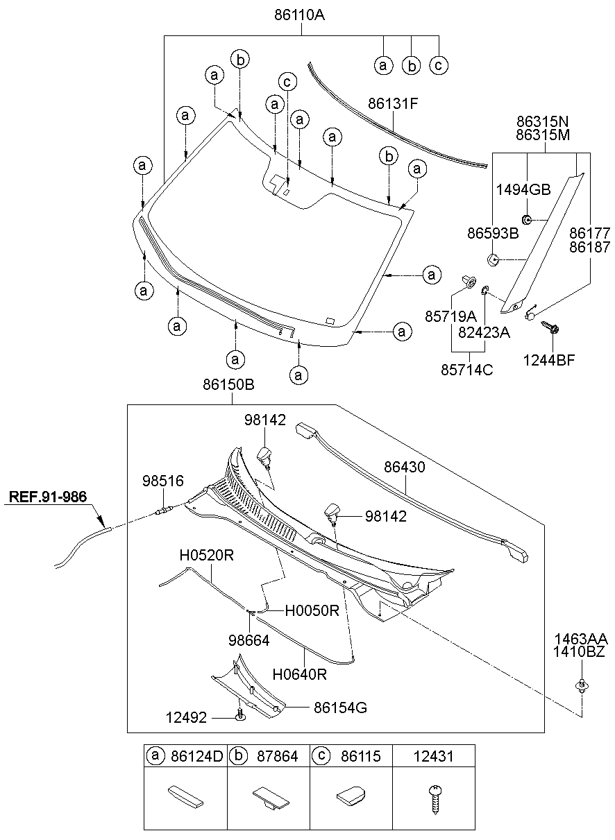 Vidrio del parabrisas
