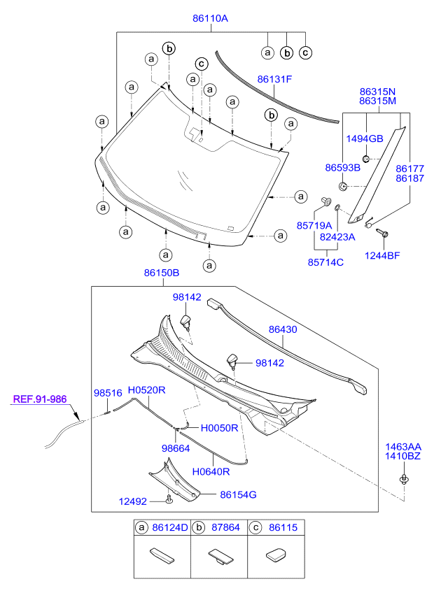 Vidrio del parabrisas