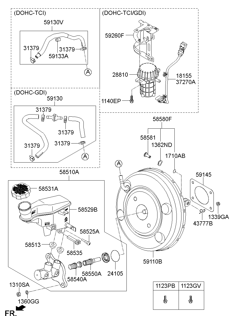 Brake Master Cylinder, Booster