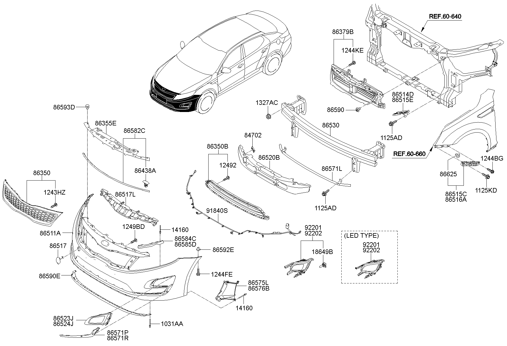 86591-4U500 Lip Assy-Front Bumper Kia | YoshiParts