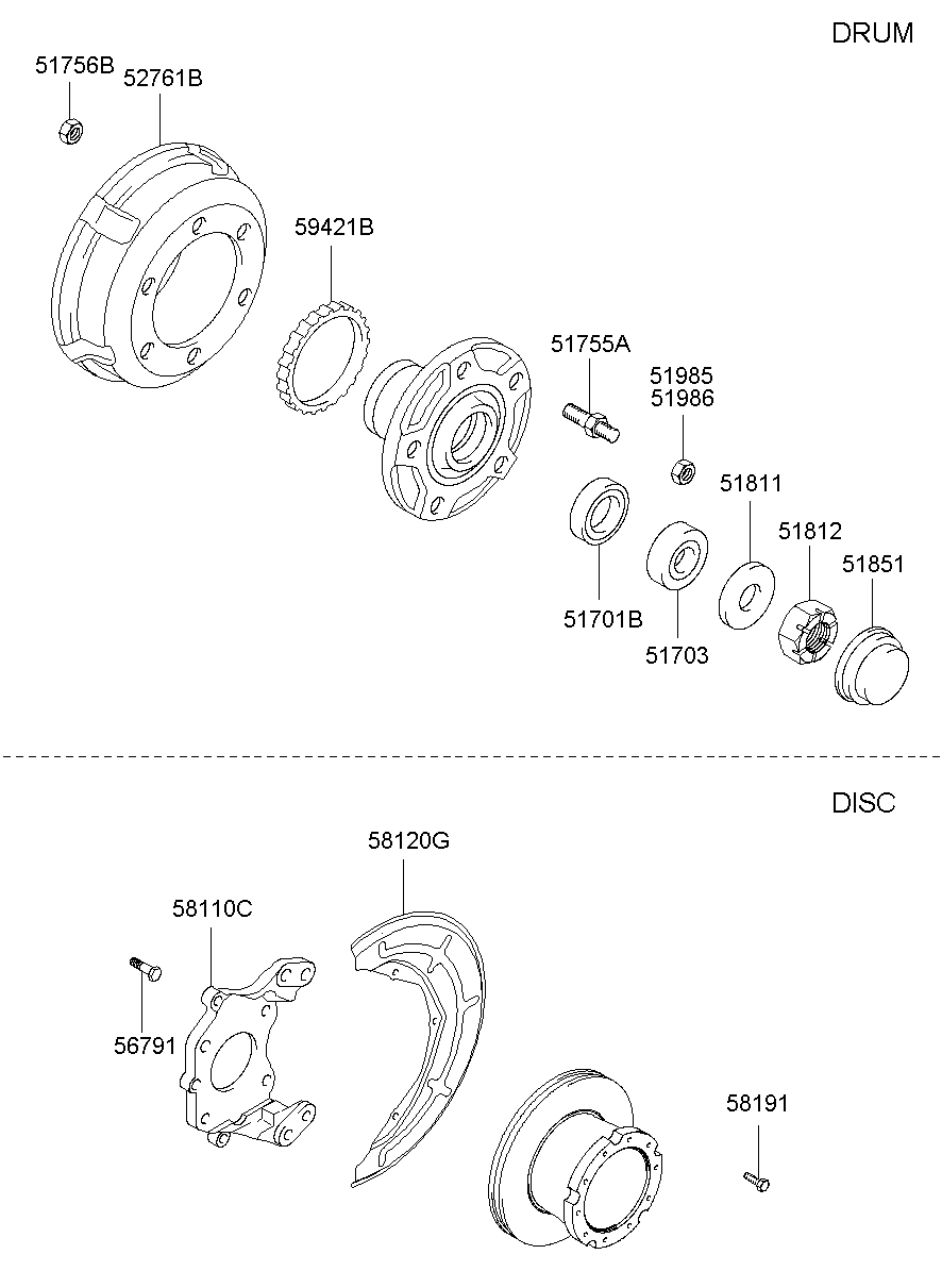 Front Axle Hub Drum