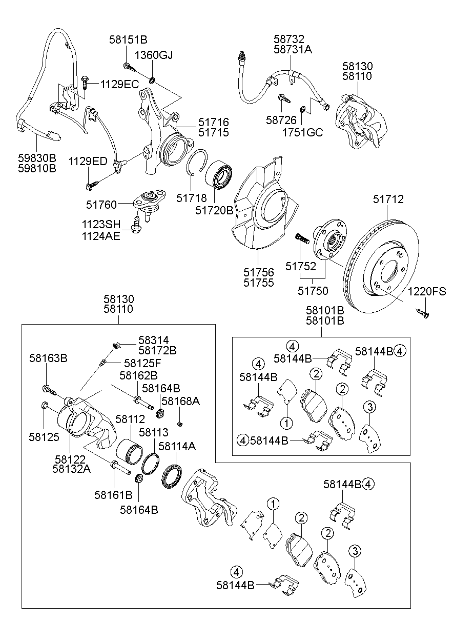 Front Axle Hub & Wheel Brake