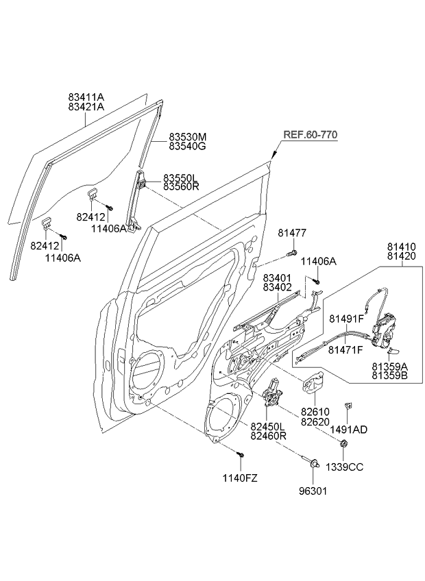 Rear Door Window Regulator & Glass
