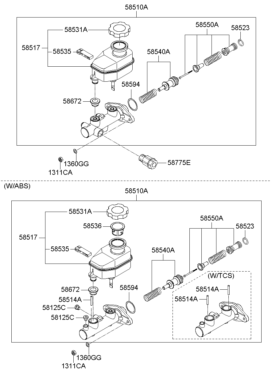 Brake Master Cylinder, Booster