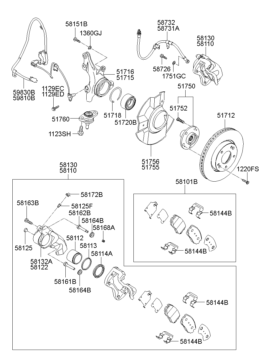 Front Axle Hub & Wheel Brake