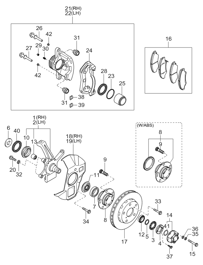 Eje delantero y mecanismo de freno