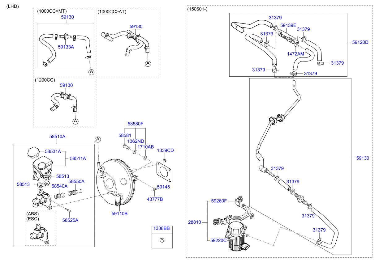 Brake Master Cylinder, Booster