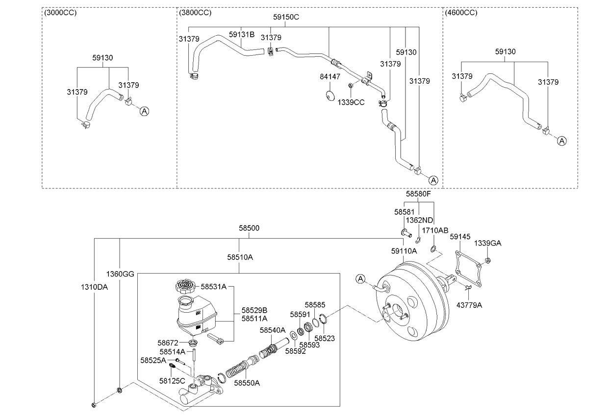 Brake Master Cylinder, Booster