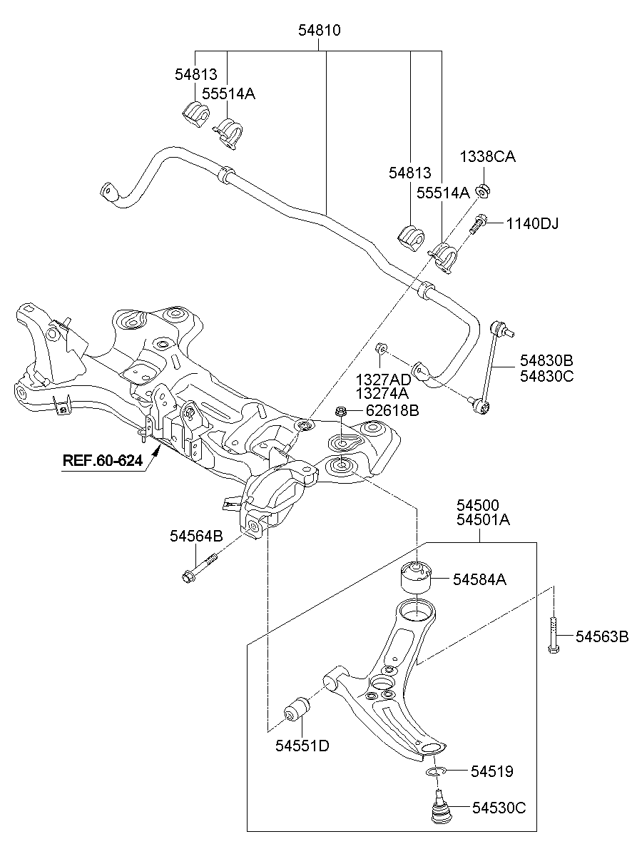 54840-1J000 Link Assy-Front Stabilizer,Rh Kia | YoshiParts
