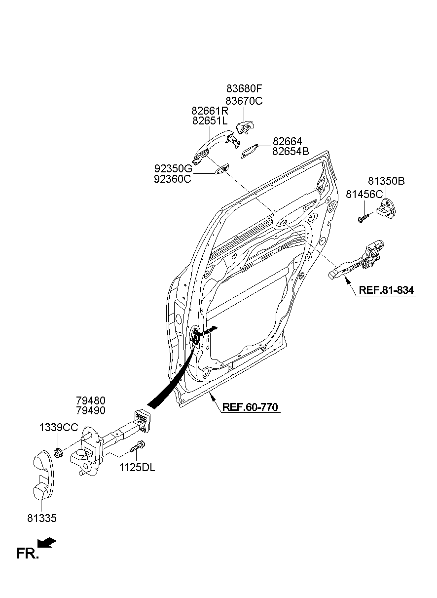 79490-c5000 Checker Assy-rear Door,rh Kia 