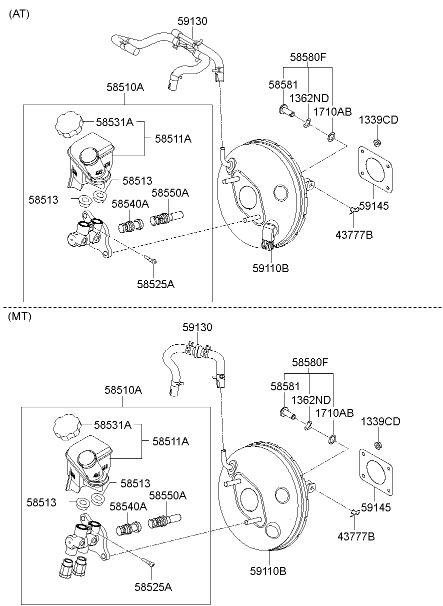 Brake Master Cylinder, Booster