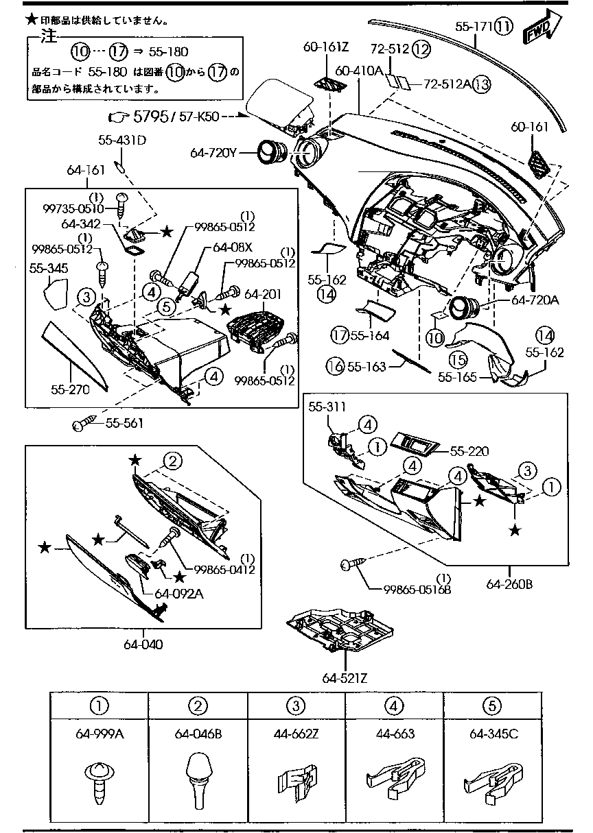 Panel de control, piezas relacionadas