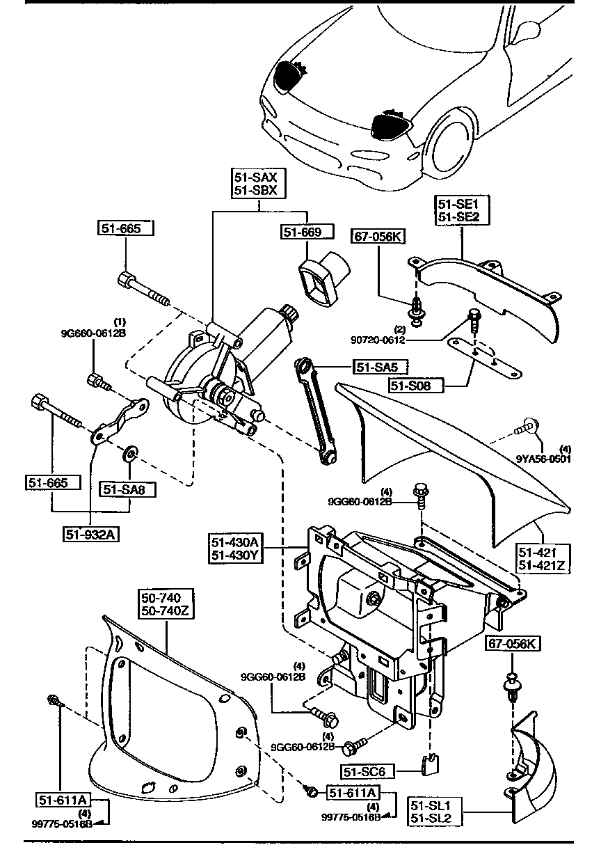 Head Lamp Retractors