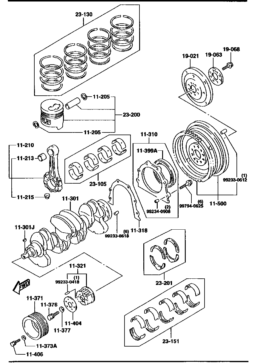 Piston, Crankshaft & Flywheel