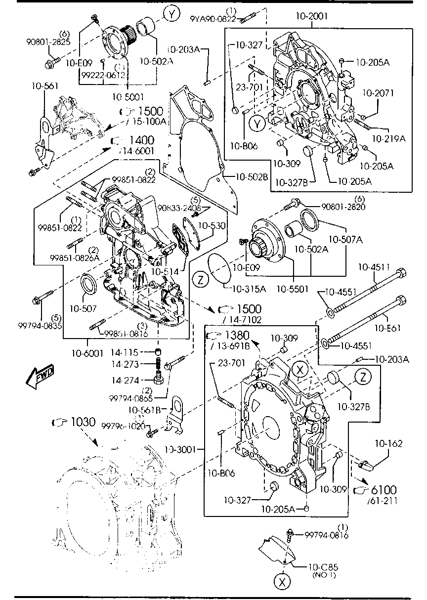 Oil Pan, Front & Rear Housing
