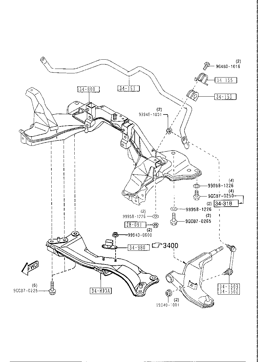 Travesaño y estabilizador