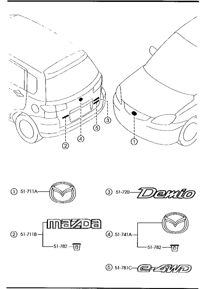 D525-51-781A Ornament,4Wd Mazda | YoshiParts