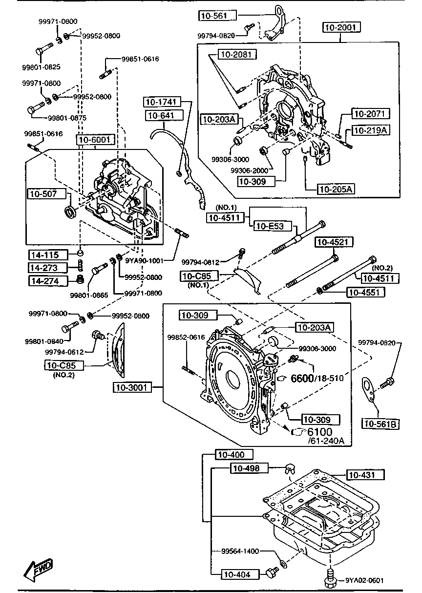 Oil Pan, Front & Rear Housing