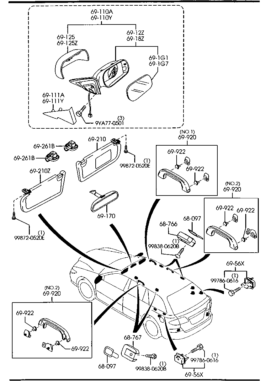 Visors Assist Handles Mirrors