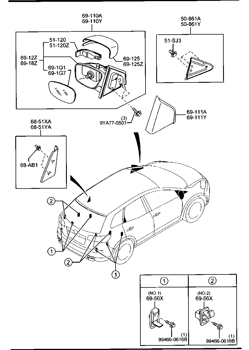 Sun Visors, Assist Handle & Mirrors