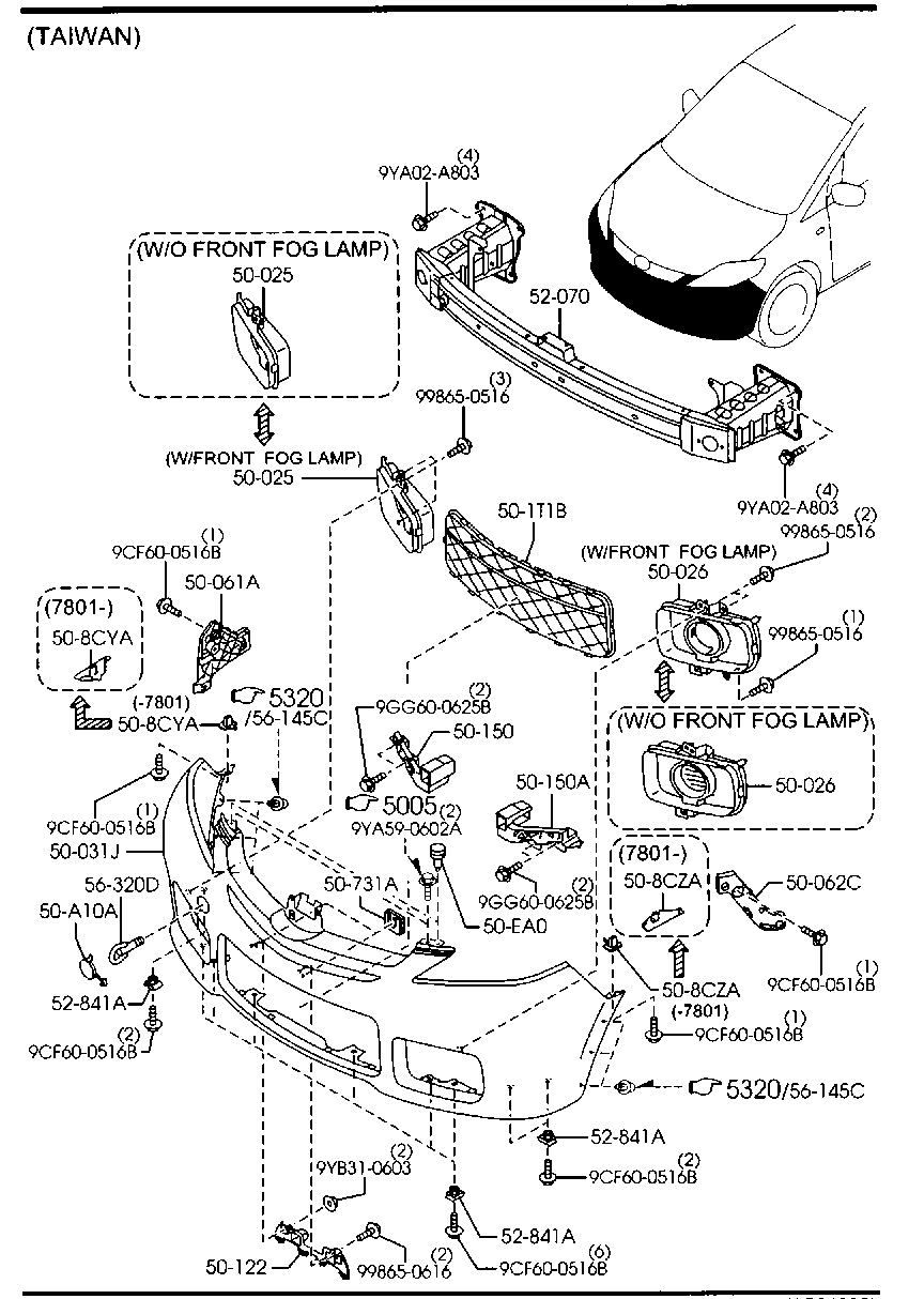 C237-50-1T1A Mesh,Front Bumper Mazda | YoshiParts
