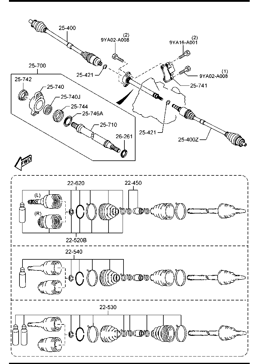 FP10-25-60X Shaft(L),Drive Mazda | YoshiParts