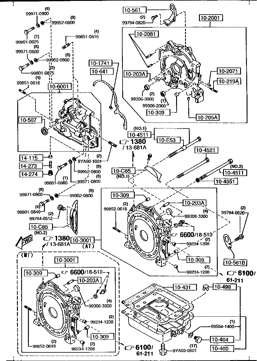 Oil Pan, Front & Rear Housing