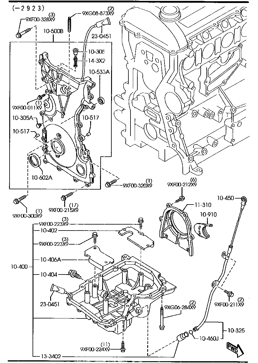 Cárter de aceite y cubierta de distribución