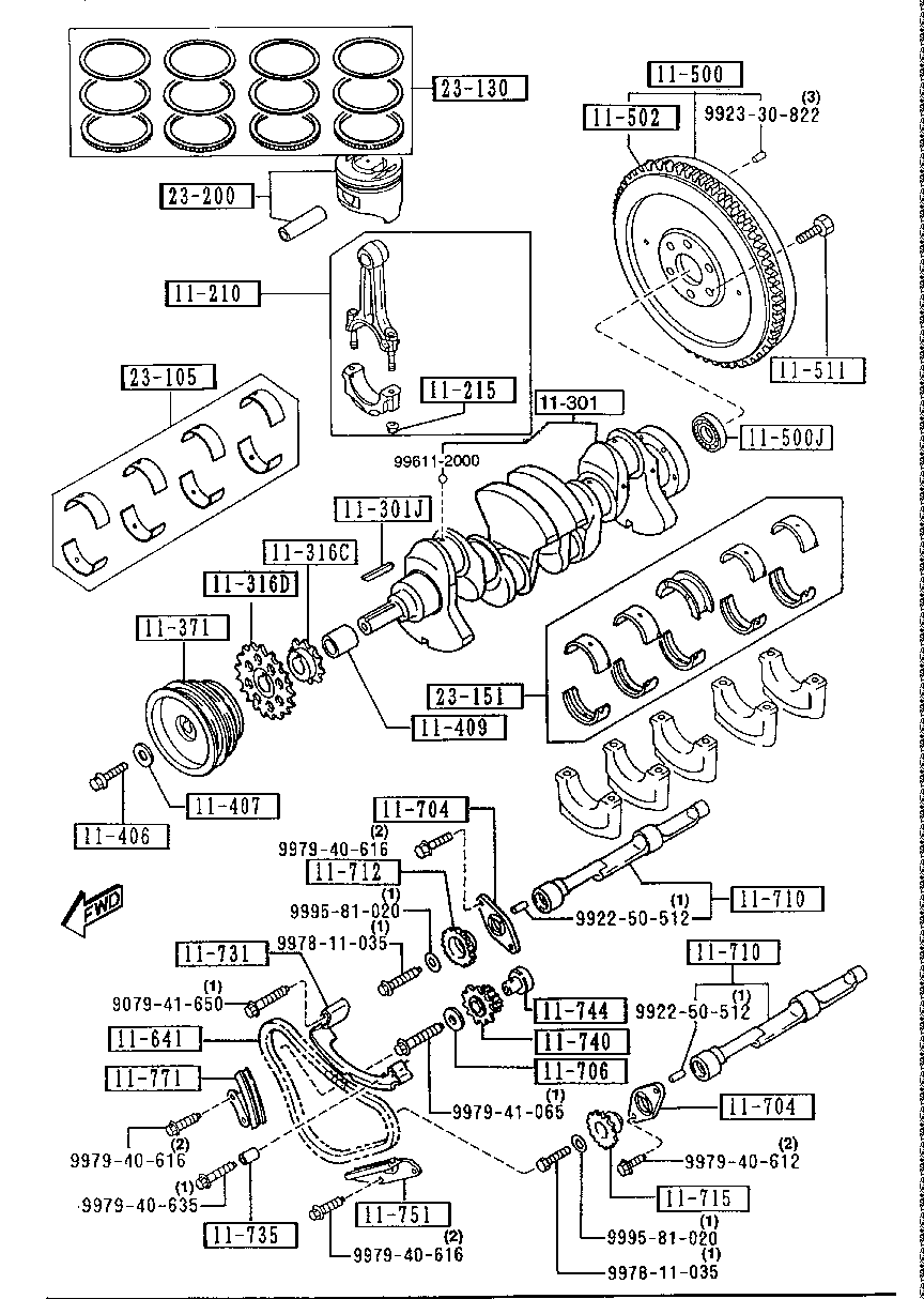 Piston, Crankshaft & Flywheel