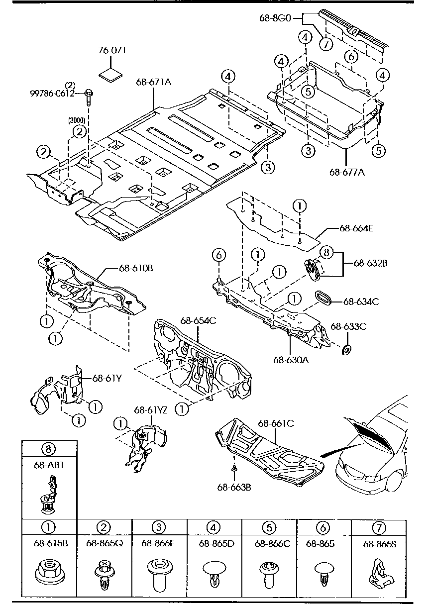 Lc82 56 681 insulator bonnet mazda yoshiparts