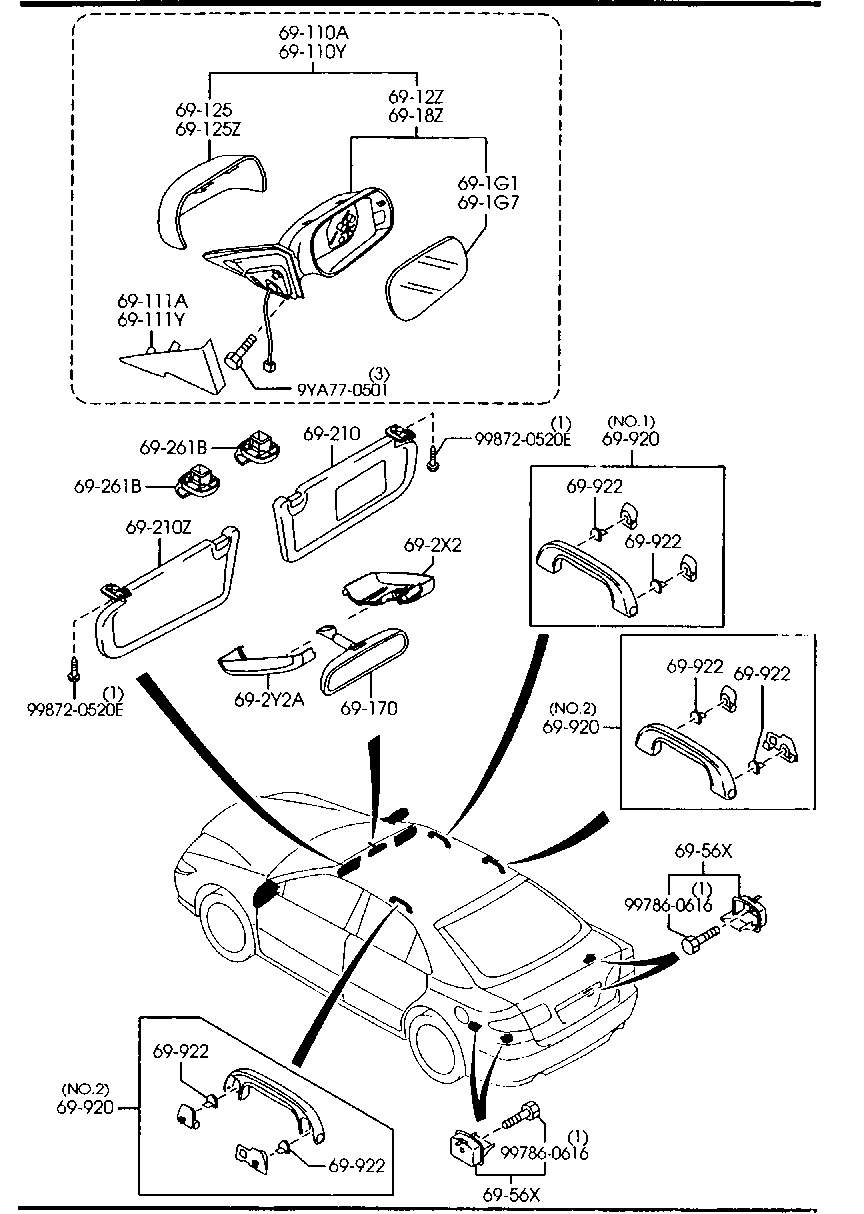 Visors Assist Handles Mirrors