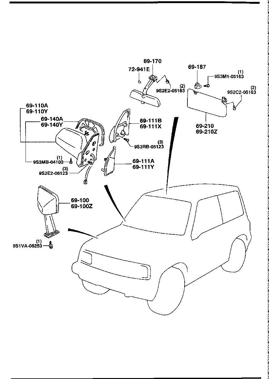 Sun Visors Assist Handles Mirrors