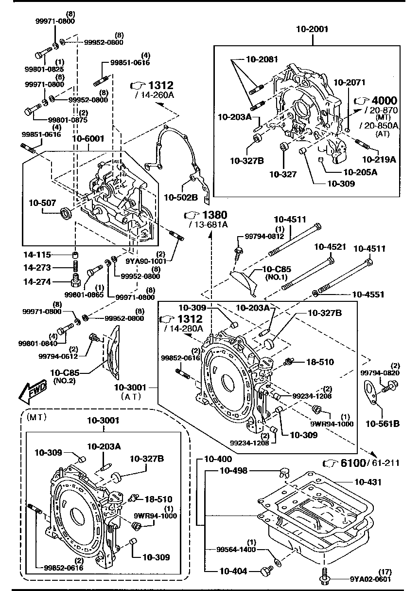 Oil Pan, Front & Rear Housing