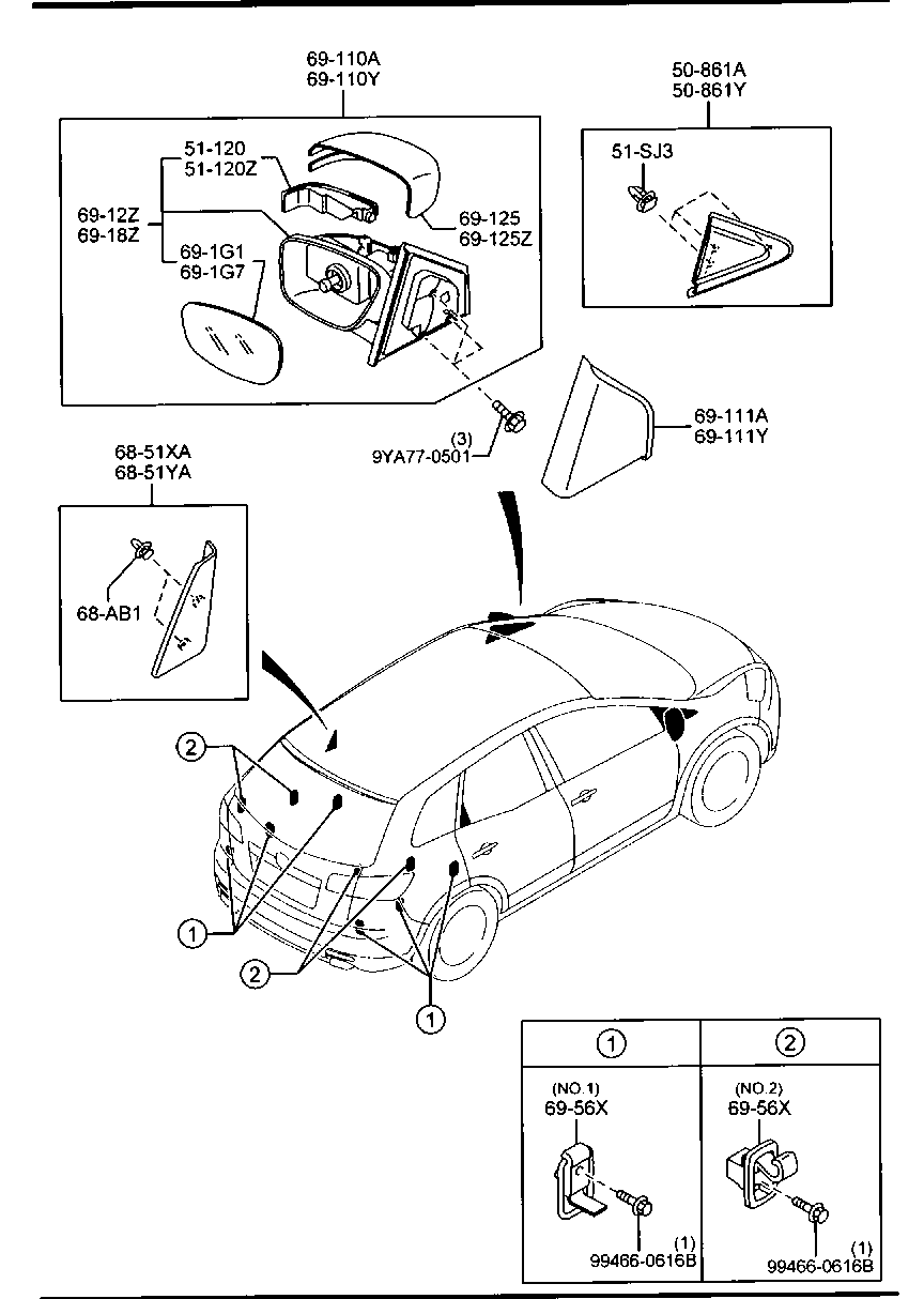 Sun Visors, Assist Handle & Mirrors