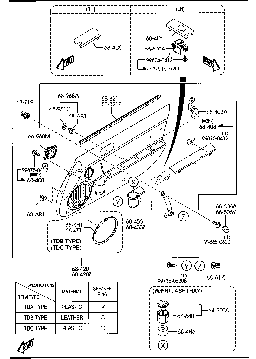 Adornos de puertas delanteras y piezas relacionadas