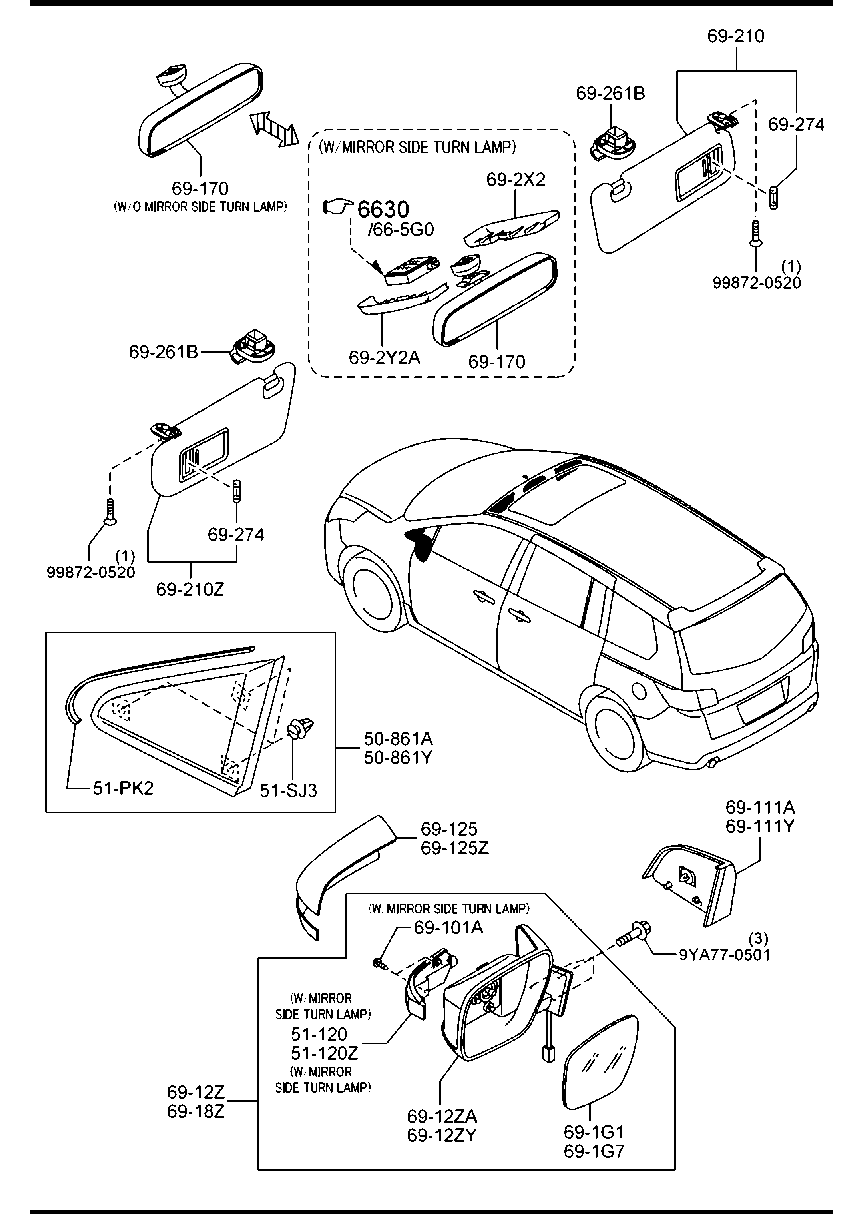Sun Visors, Assist Handle & Mirrors