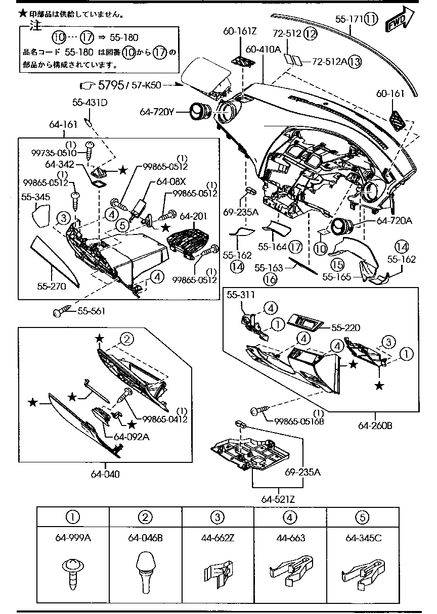 Panel de control, piezas relacionadas